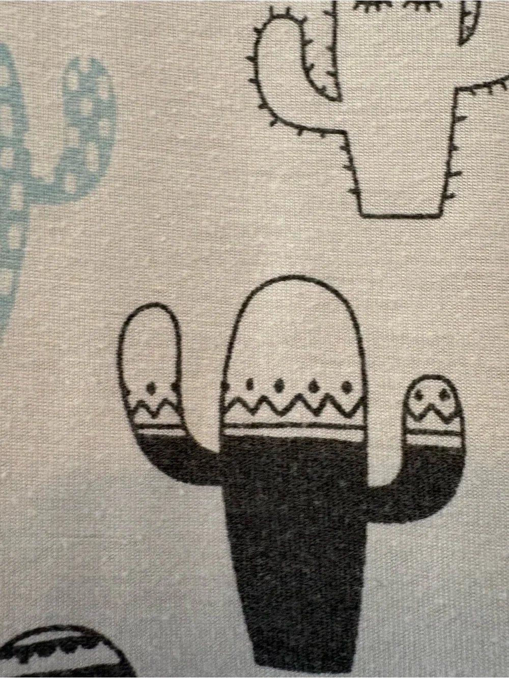 Little Sleepies OG white blue black cactus print long sleeve pajama top size 3T